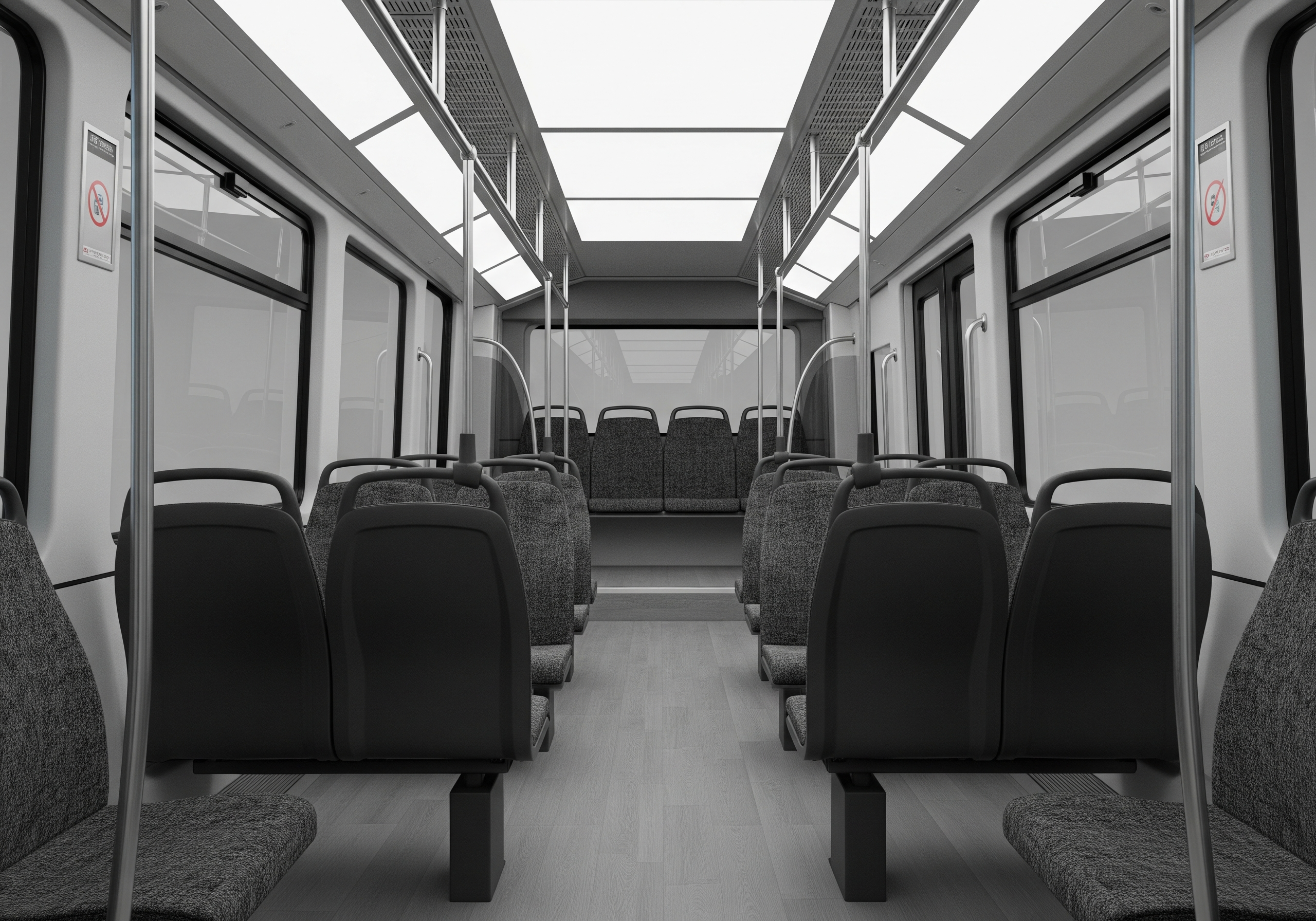 Interior view of COMSOVE autonomous electric bus with comfortable seating